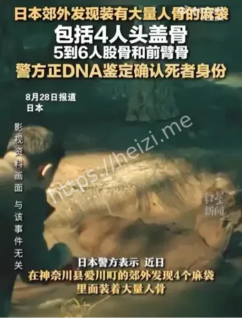 日本一郊外发现大量人骨麻袋